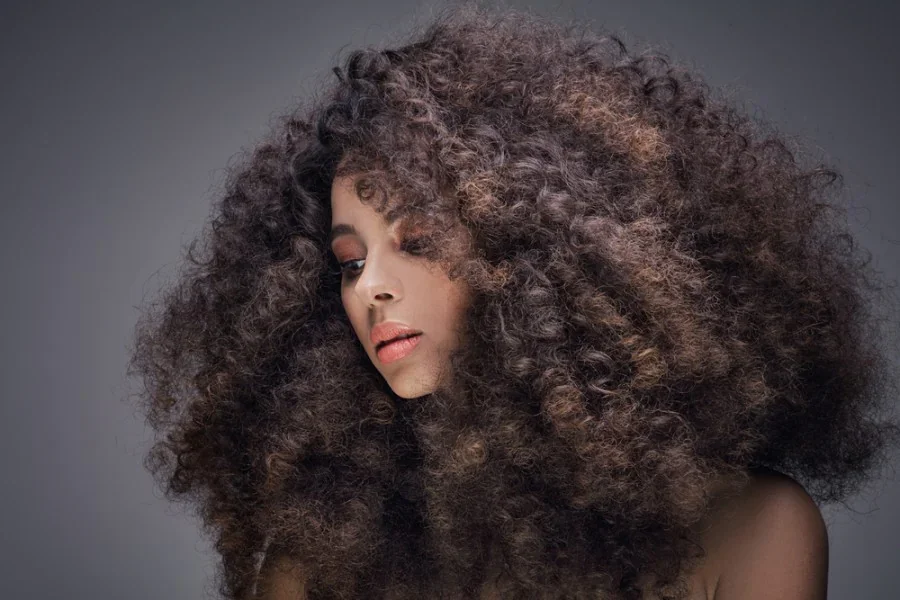 Woman with voluminous diffused curls