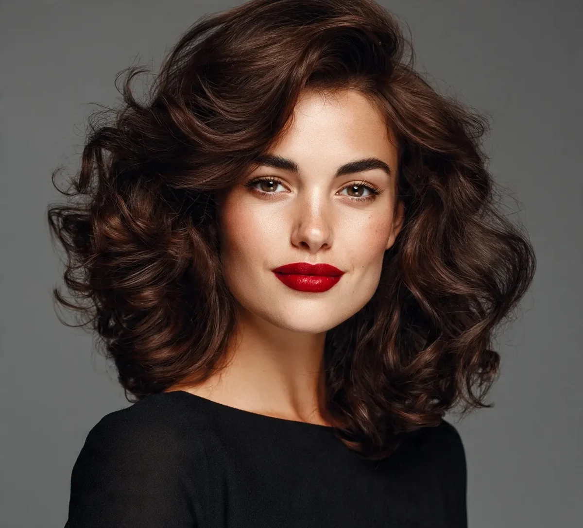 Woman with bouncy blowout curls