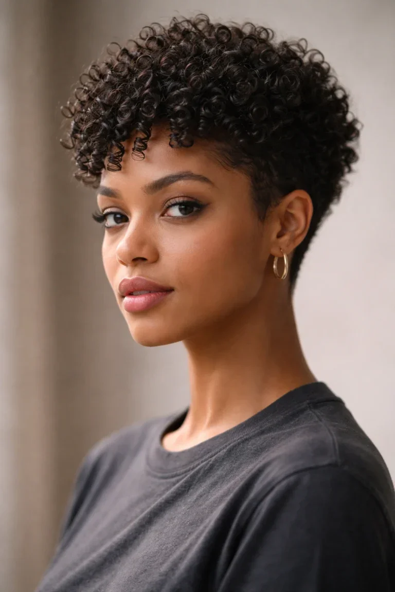 Woman with twist-out defined curls