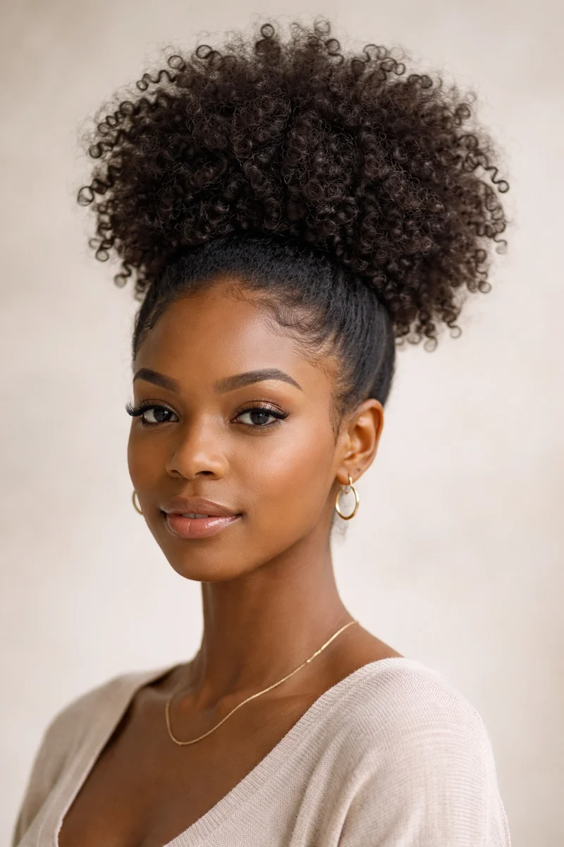 Woman with voluminous curls on top