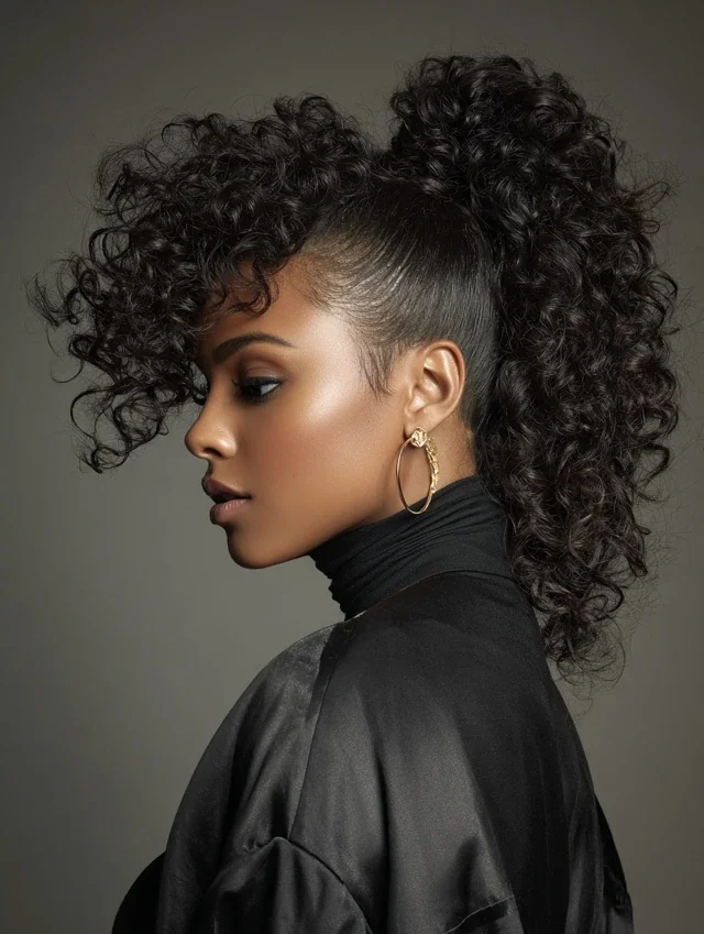 Woman with edgy undercut and curls