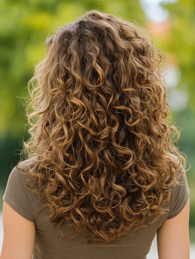 Woman with middle parted spiral curls