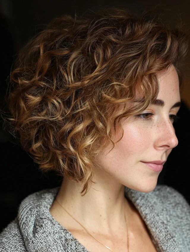 Woman with a curly bob haircut