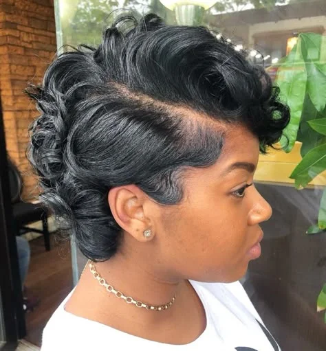 Retro finger waves on short bob