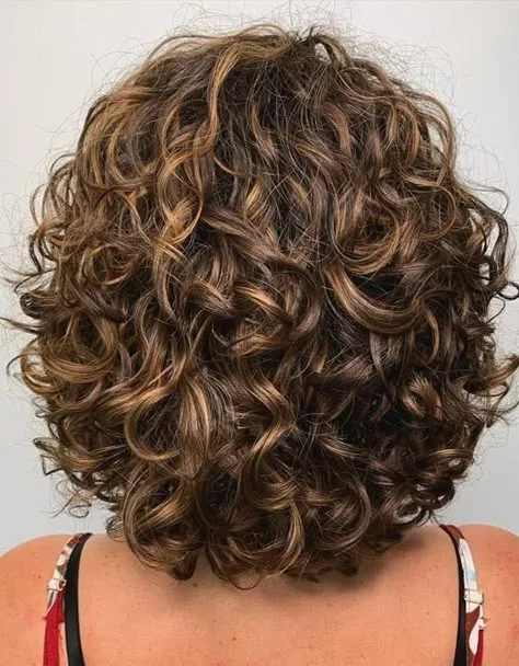 Curly bob with deep side part