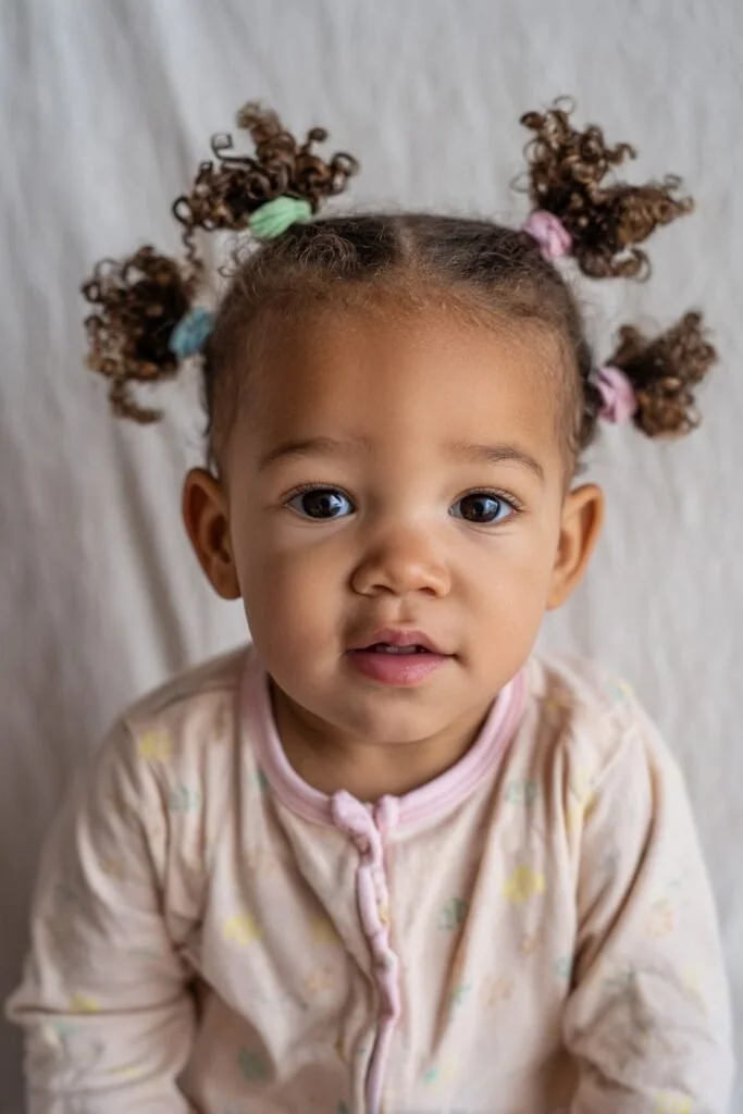 Toddler with a heart shaped part hairstyle