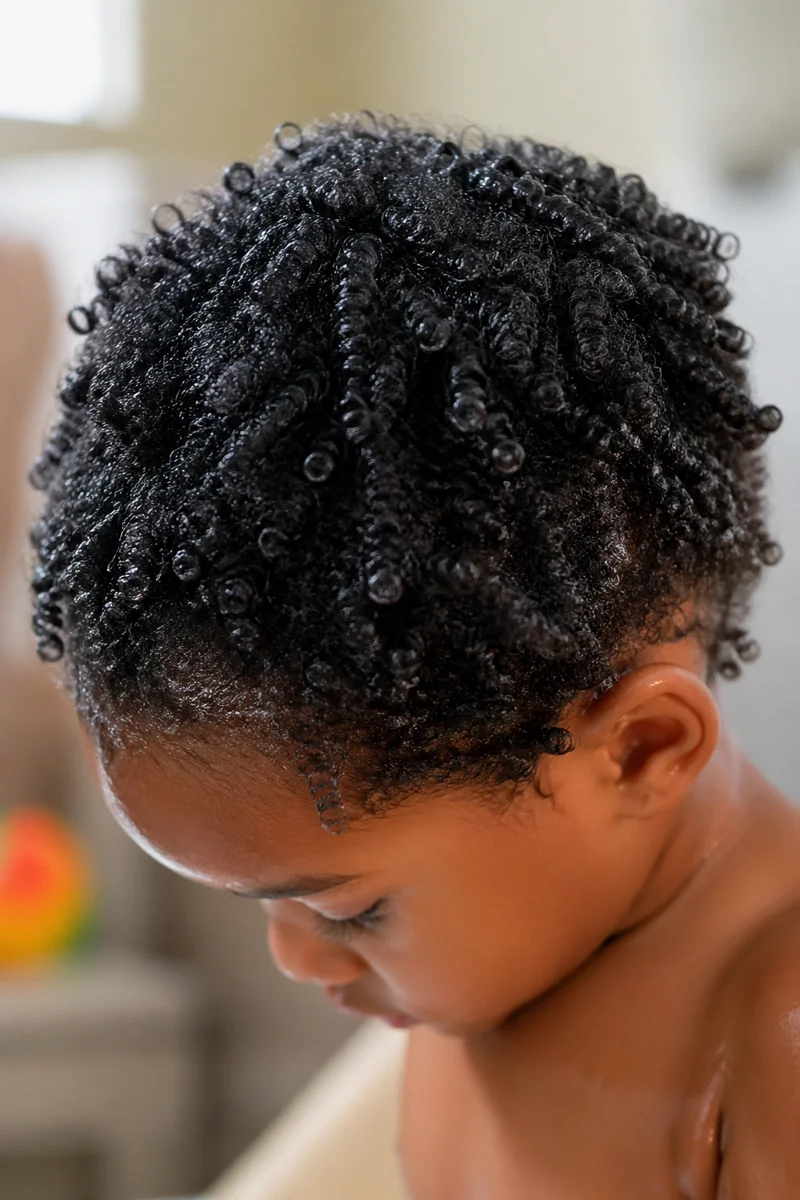 Toddler with a wash day fro
