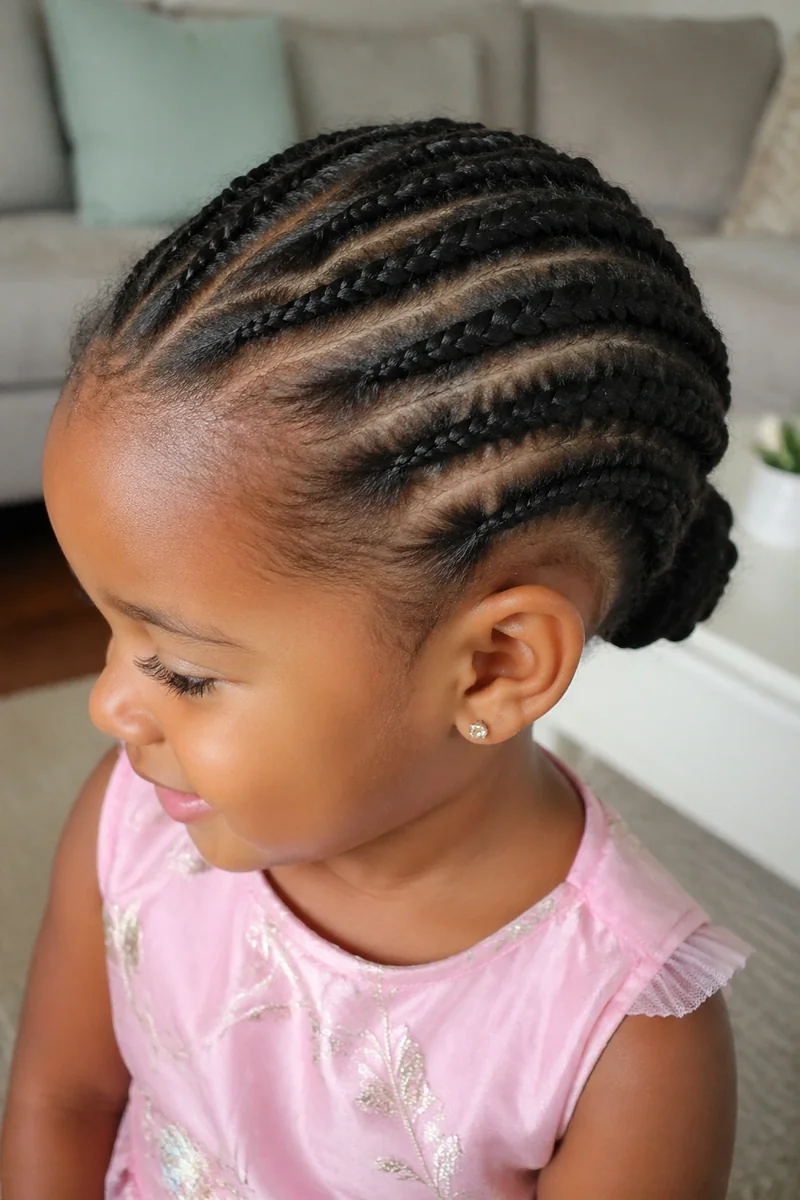 Toddler with flat twist updo