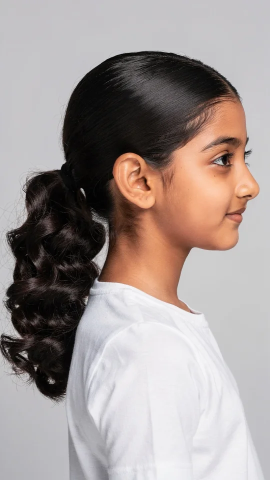 Girl with natural curly hair for school