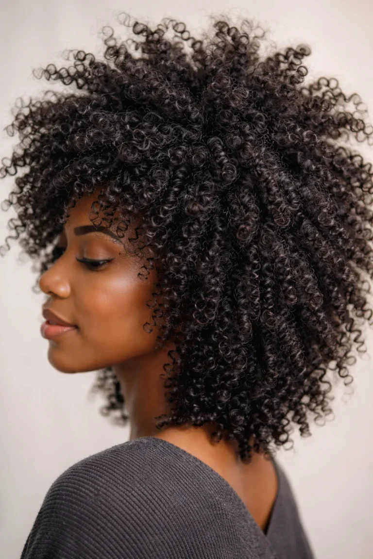 Teen with a fluffy afro hairstyle