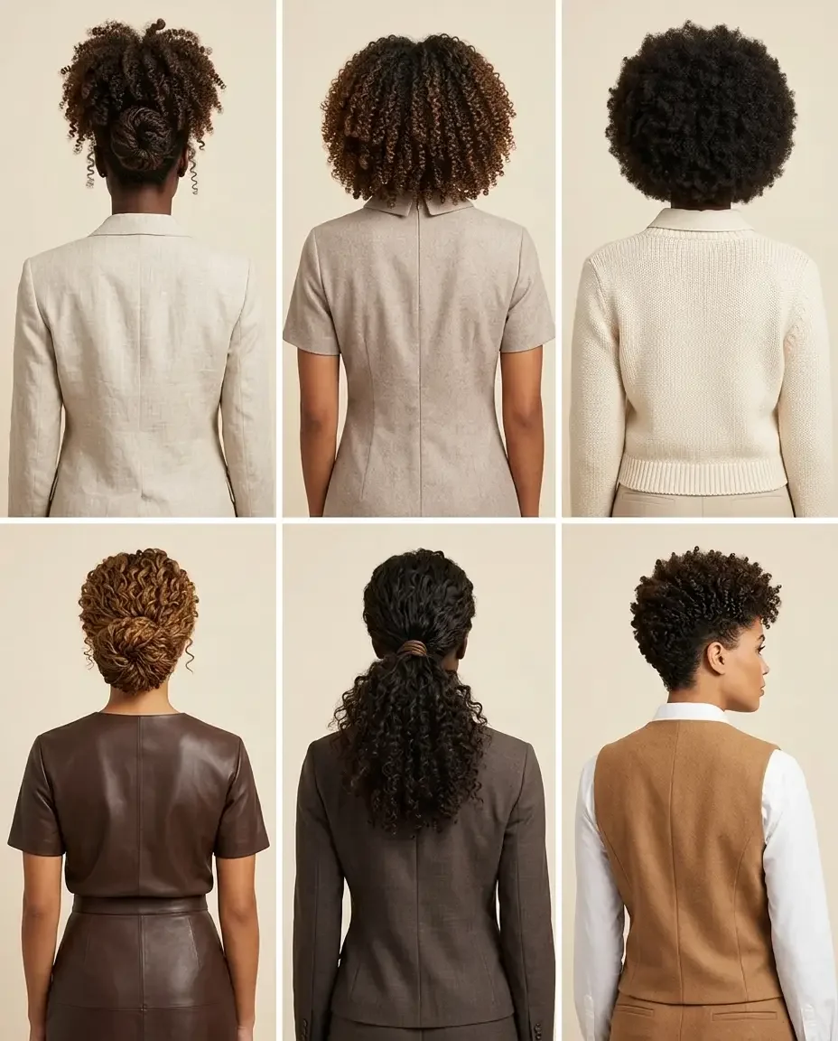 Woman with a claw clip curly updo
