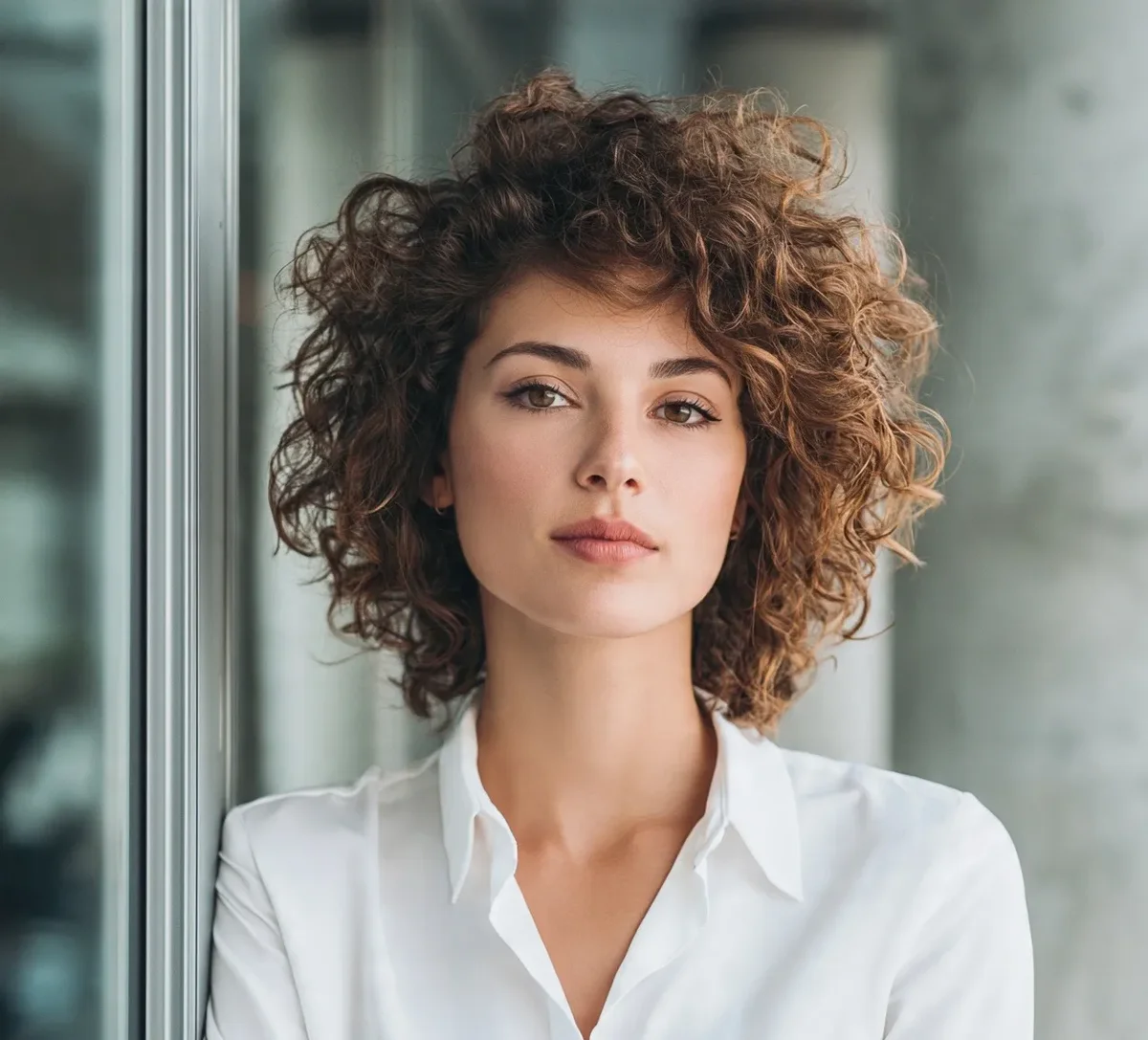 Woman with office ready layered curls