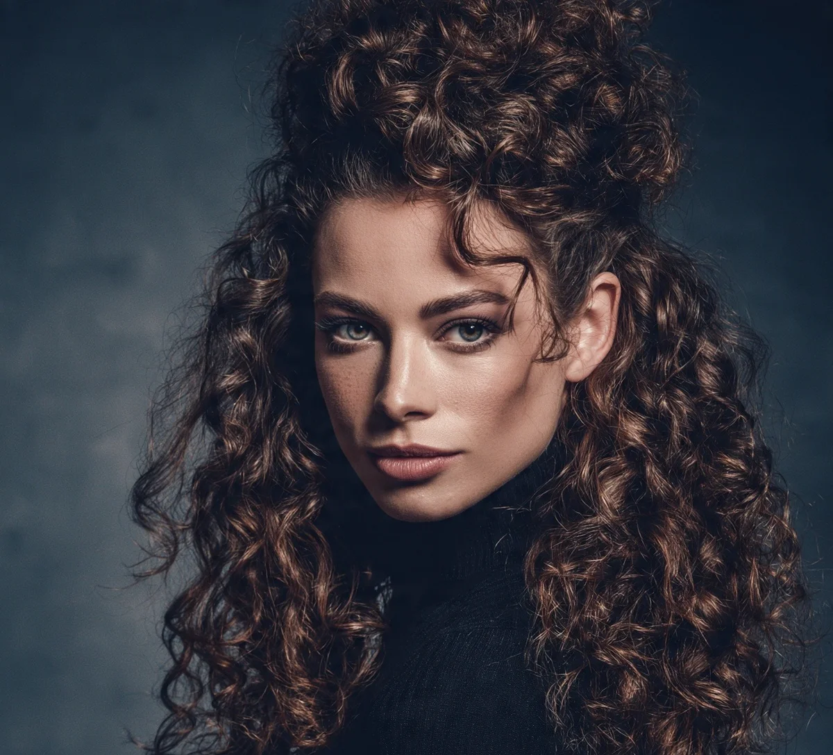 Woman with a half up twist in curly hair