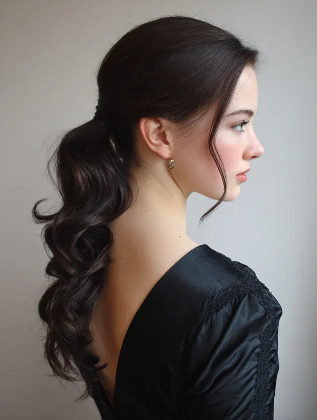 Woman with an evening glam curly pony