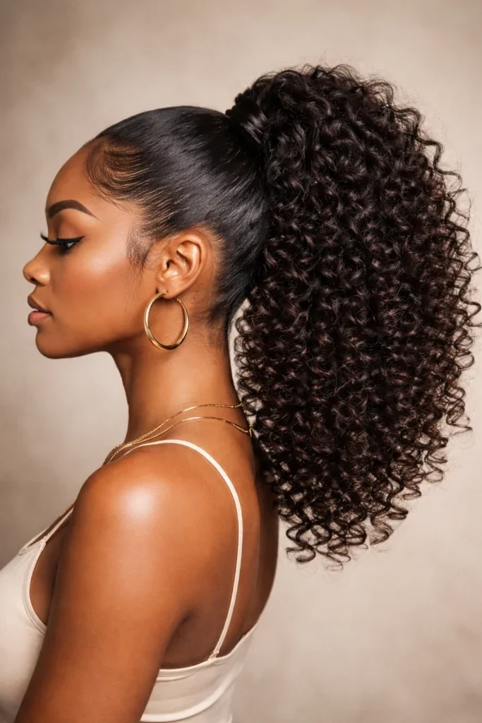 Woman with a wrapped base on a curly pony