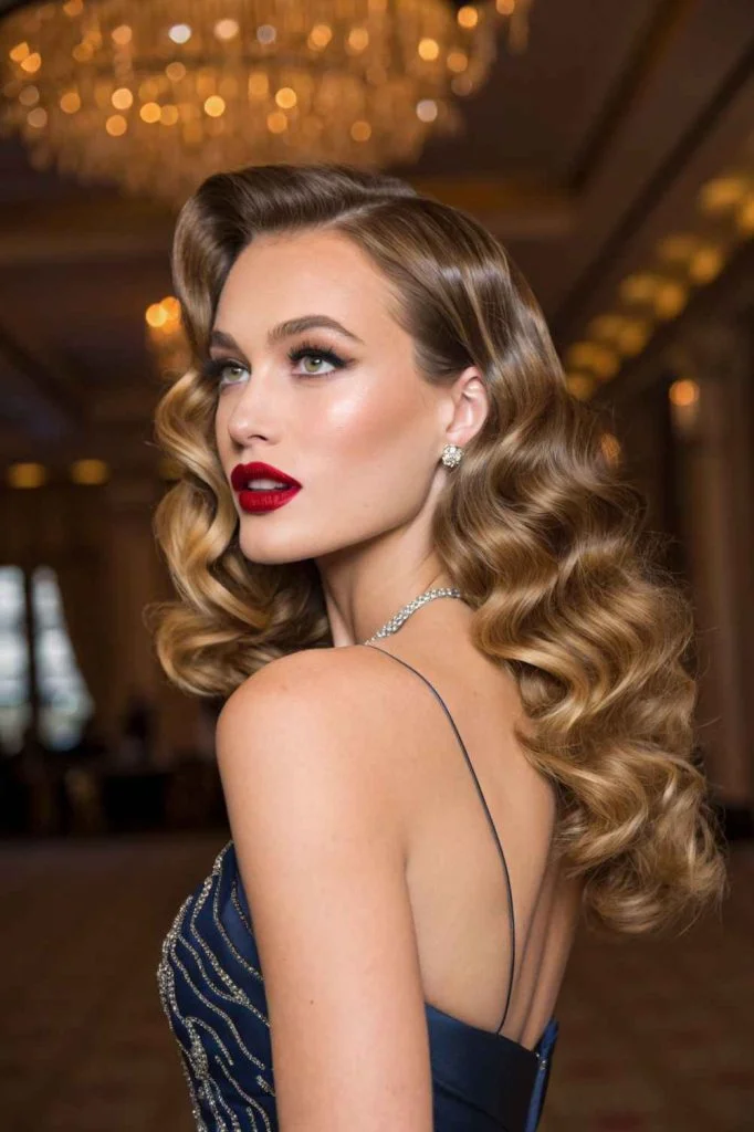 Woman with soft vintage curls for prom