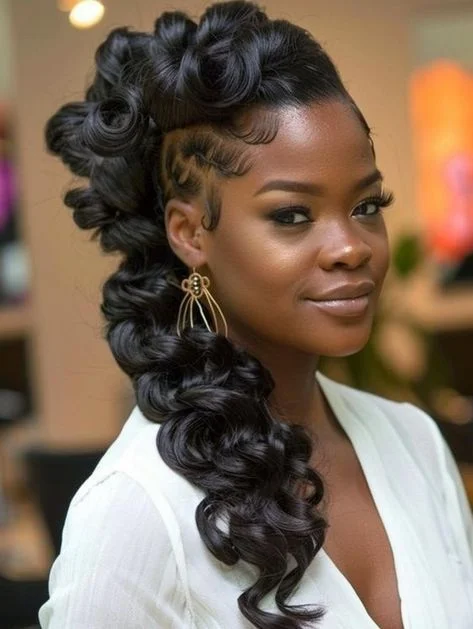 Side swept curls
