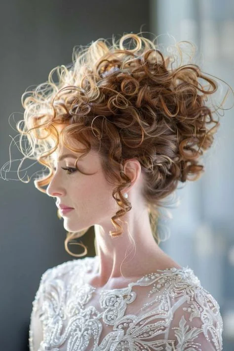 Woman with an elegant evening curly updo