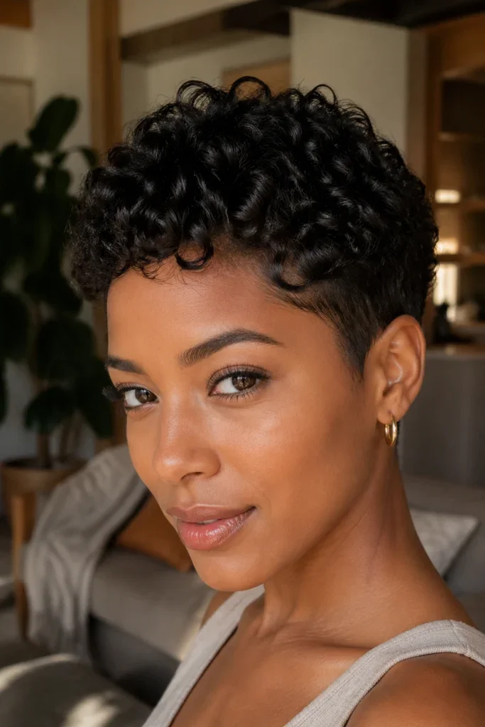 Tapered Curly Pixie
