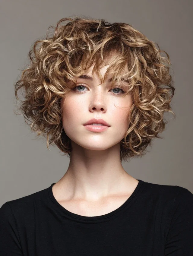 Curly Curtain Bangs