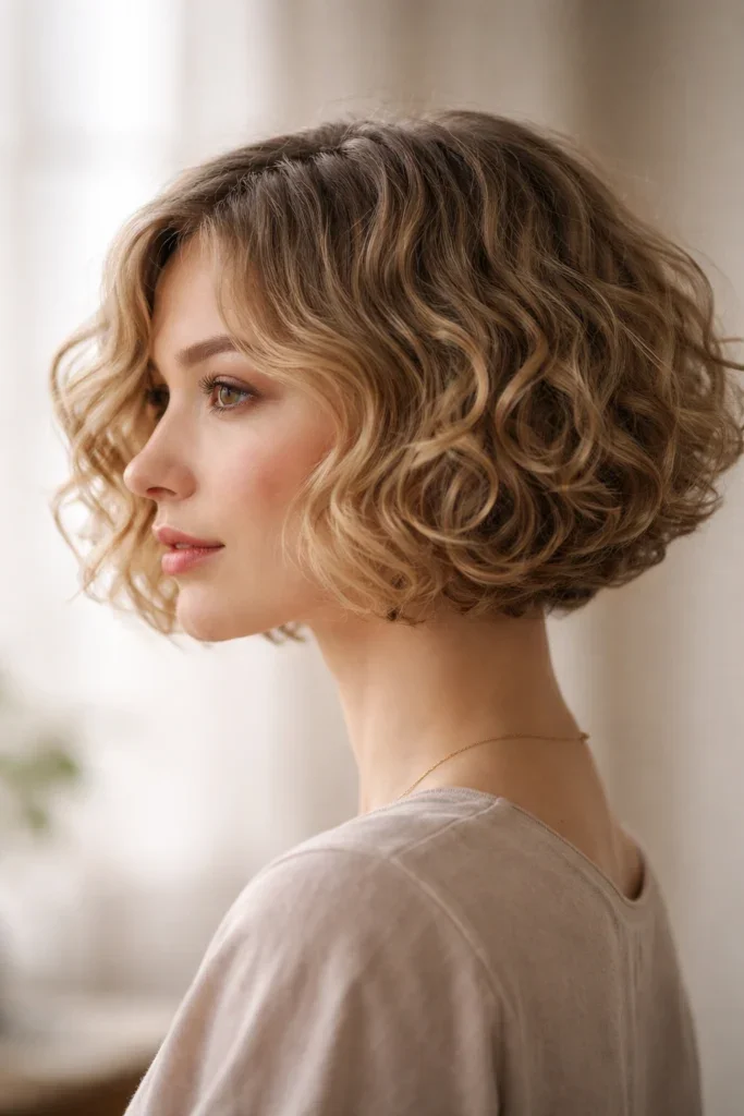 Curly Bob With Bangs