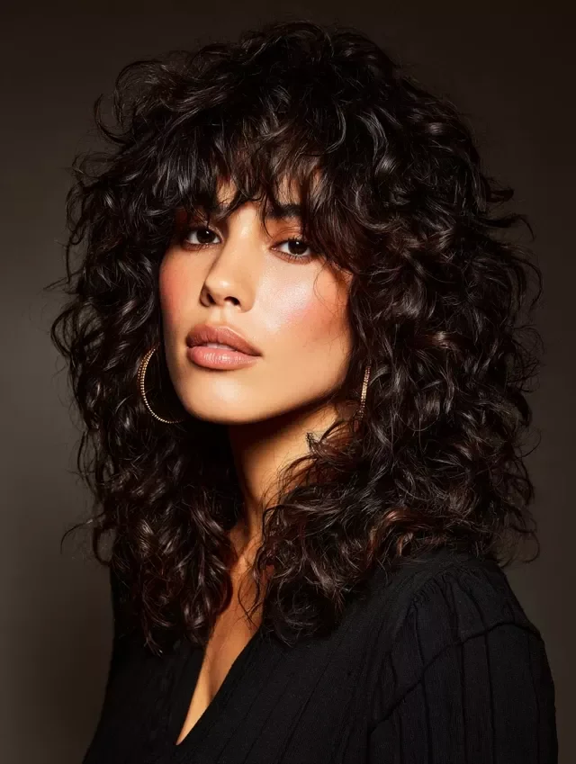 Curly Bangs Look
